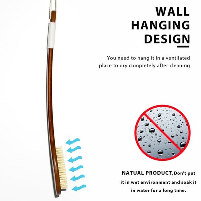 ICANdOIT-19.68Inch Natural Stiff Sisal Bristles Anti-Slip Extra Long Handle Bath Brush,Bent Handle Shower Scrubber for Exfoliating,Shower Back Brush,Exfoliation Set with Pumice Stone(2 Pack)