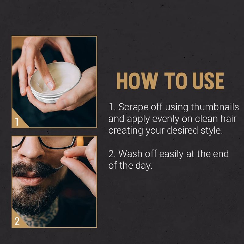 Woody's Mustache Wax - Strong Hold Stache Beard Styling Wax for Men, Tames Unruly Facial Hair, Neutral Finish, Non-Greasy, Long-Lasting Control, 0.5 oz