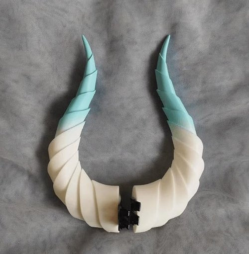 Dark Gothic Devil Horns Ghost Sheep Horn Hair clips Headwear Costume Halloween Cosplay Anime Hair Accessories Women Men (white blue, L)