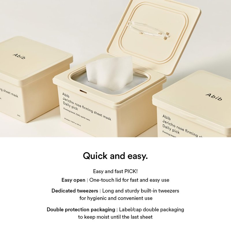 Abib Jericho Rose Sheet Mask Daily Pick, 30 Sheets, Korean Sheet Mask for Skin Elasticity, Firming