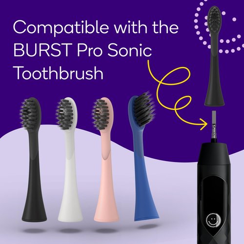 BURST Pro Sonic Toothbrush Heads - Genuine BURST Pro Electric Toothbrush Replacement Heads - Soft Bristles for Deep Clean, Stain & Plaque Removal - 3-Pack Cobalt Blue