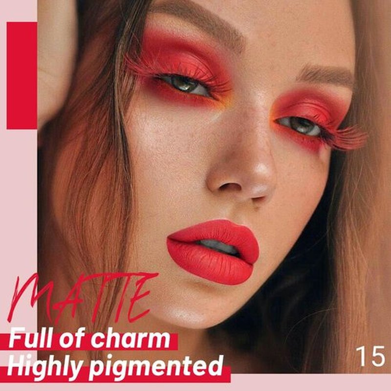 JUAAZIN Mordant Red Matte Liquid Lipstick, With Highly Pigmented and Rich Colors Lip Gloss, Long-Lasting Wear Non-Stick Cup Not Fade Waterproof Lipstick Makeup for Women(Mordant Red 15#)