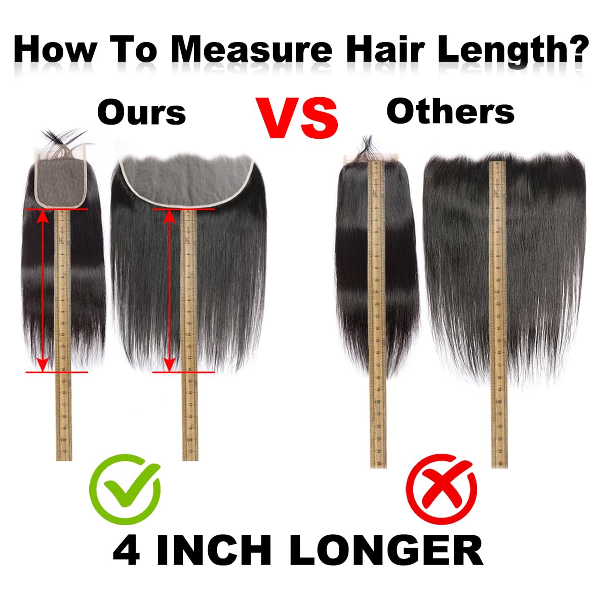 MARUVI 4x4 HD Lace Closure Human Hair Straight Transparent HD Lace Closure 100% Unprocessed 12A Brazilian Virgin Remy Human Hair Free Part Pre Plucked with Baby Hair Natural Black (18 Inch)