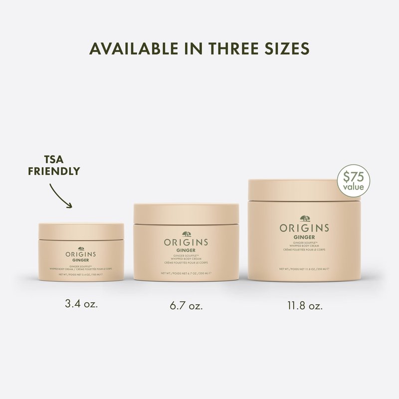 Origins Ginger Souffle Whipped Body Cream | Body Butter For Dry Skin | With Ginger, 6.7 Fl Oz