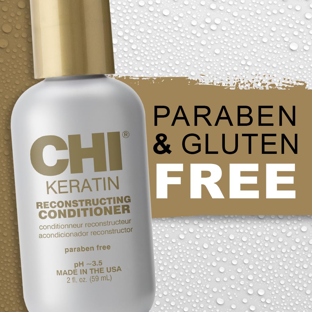 CHI Keratin Reconstructing Shampoo, Delivers Healthier Hair, Adds Shine & Helps Prevent Future Breakage, Sulfate, Paraben, & Cruelty-Free, 32 Oz