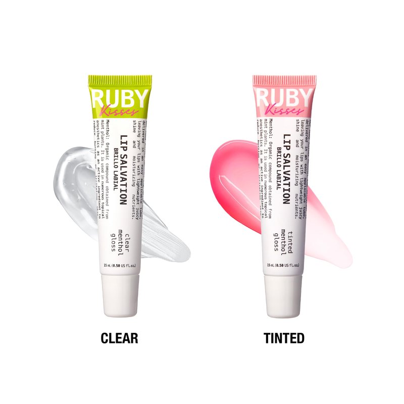 Ruby Kisses Salvation Lip Gloss, Lightweight, Juicy Shine, Menthol Infused Conditioning Lip Treatment, Heals, Cools & Calms, Deep Hydration Lip Care (Clear)