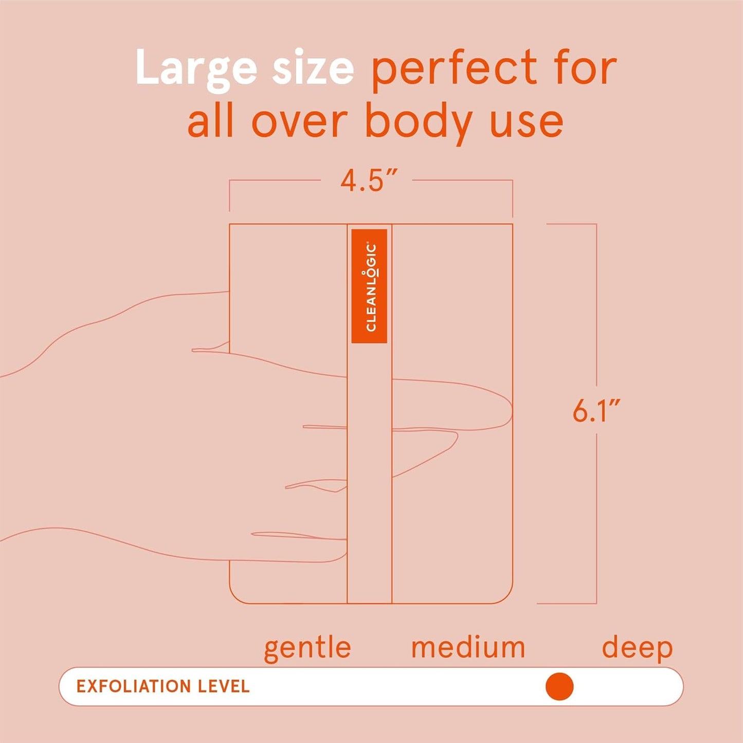 Cleanlogic Organic Cotton Exfoliating Body Scrubber, Reusable Exfoliator Tool for Smooth Skin, Daily Skincare Routine, Natural, 3 Ct Value Pack