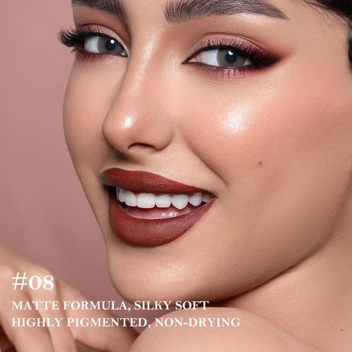 JUAAZIN Wine Gradient Matte Lipstick Crayon Lip Liner pencil, Flawless Contour Gradual Ombre Effect lip Pencil, High Pigmented Long Lasting Waterproof Smudge Proof Lipstick Pencil 08#