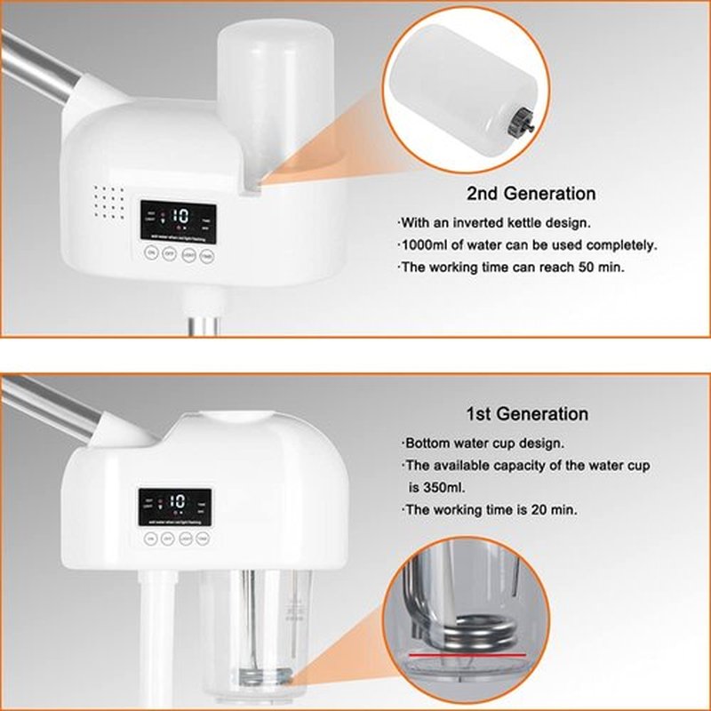 Upgrade Professional LCD Facial Steamer with Hot Mist, Esthetician Steamer for Salon Spa & Home, Stand Facial Steamer On Wheels, 33.8oz Large Upper Inlet Cup