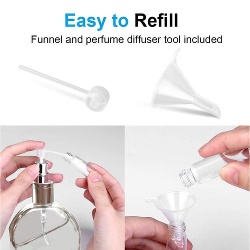 Zingso Refillable Travel Perfume Atomizer Bottles, 3 Pcs 6ml Mini Portable Spray Bottles Refillable Perfume Aftershave Atomizer Empty Travel Bottles with Funnel (6ml (Pink+Silver+Black))