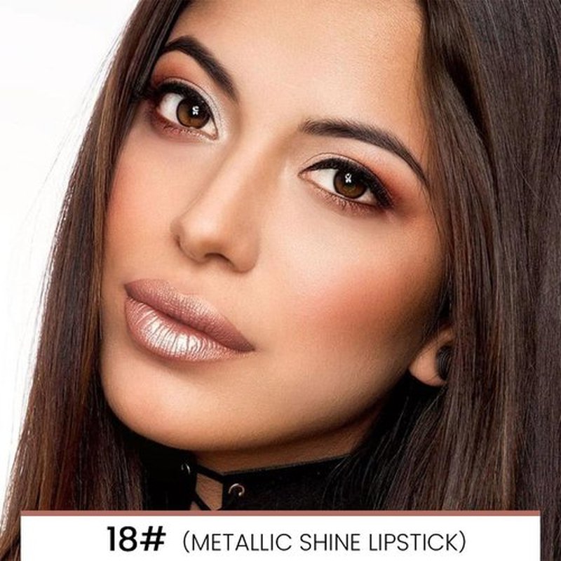 2 in 1 Brown Matte Lip Liner & Lipstick Combination, DNM Metallic Dual Ended Lipstick, Lip Liner, Lip Gloss, 24 Hour all Day Long-Lasting Waterproof Lipliners Pencil for Women Lip Makeup Gift Set 19#