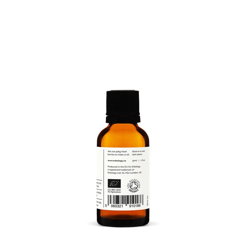 Erbology 100% Organic Sea Buckthorn Oil 1 fl oz - Cold-Pressed 50:1 - Rich in Omega-7 and Beta-carotene - Straight from Farm - Non-GMO - No Additives or Preservatives - Recyclable Glass Bottle