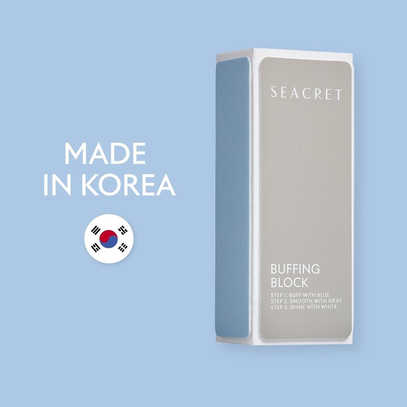 SEACRET Nail Buffer Block - 3-Way Salon Shine for Natural Nails, Smooths Ridges & Buffs to Glossy Finish Without Polish - Korean Made - Manicure & Pedicure, Pack of 2