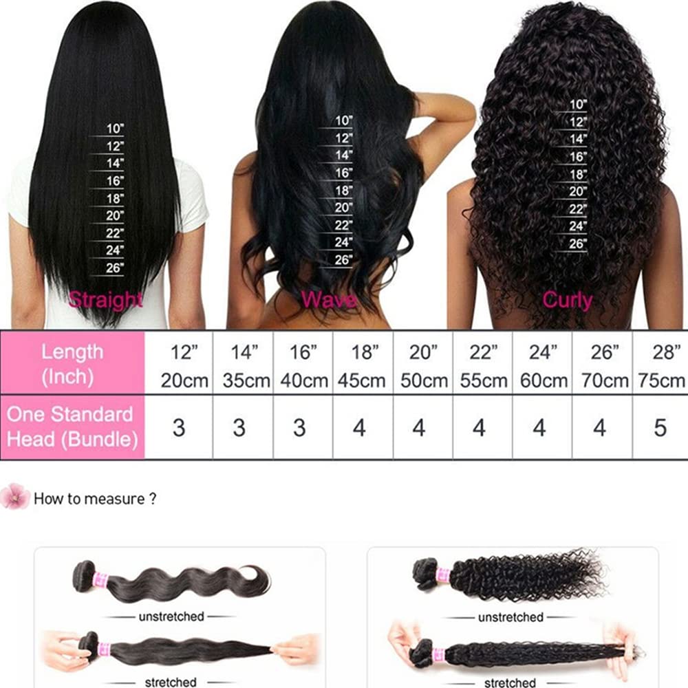 QinMei Brazilian Straight Hair 3 Bundles 10A 100% Virgin Unprocessed Human Hair Weave Extensions Brazilian Remy Straight Human Hair Bundles Natural Black Color (18 20 22inch)
