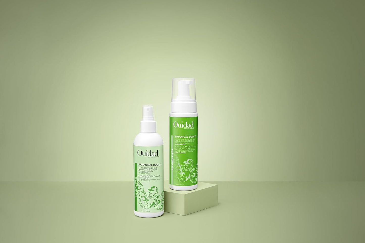 Ouidad Botanical Boost Multi-Use Mousse for Curly Hair, 7 fl oz, Lightweight Hair Styling Foam, Curl Enhancer Restores, Hydrates & Adds Shine, No Silicone, Sulfates & Parabens