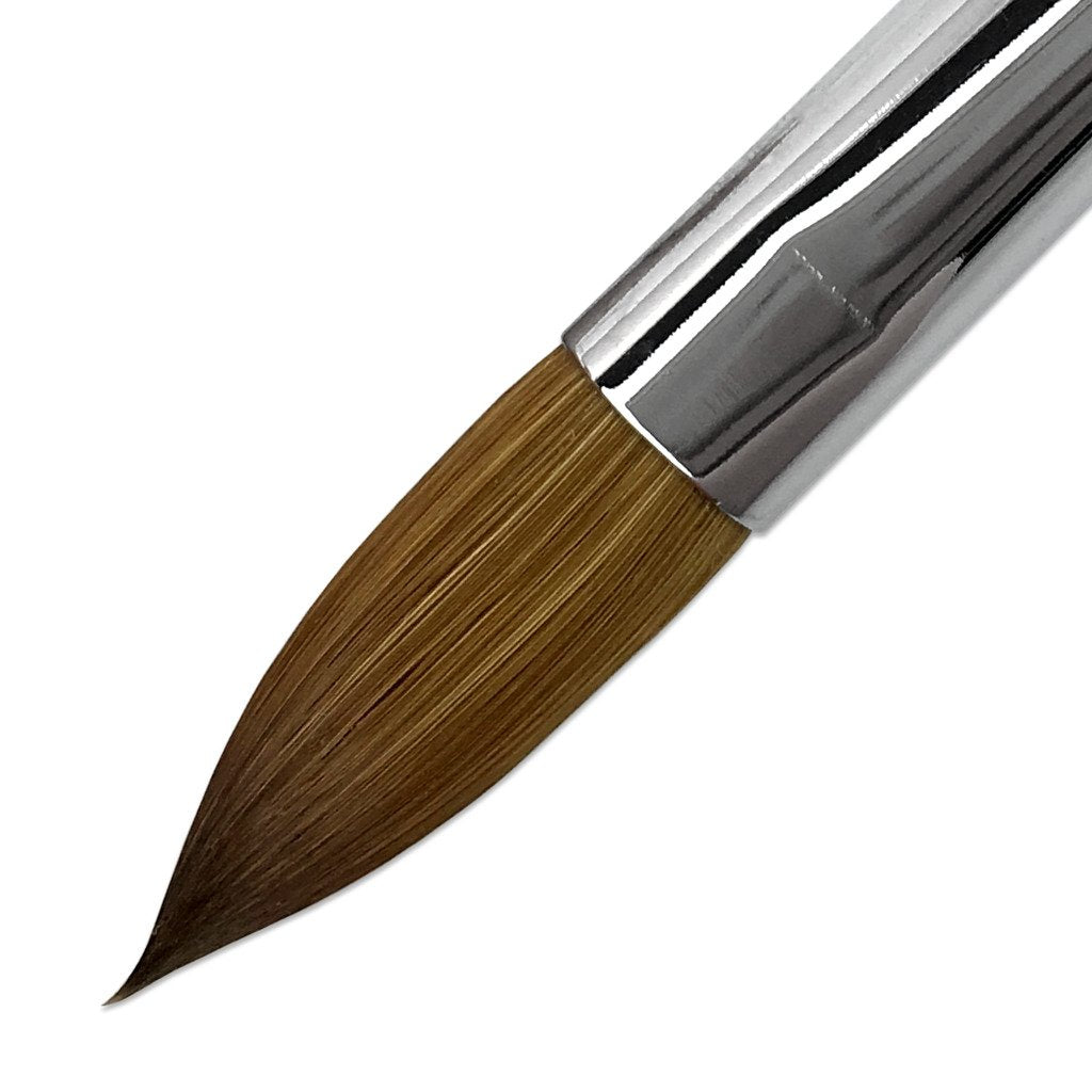 pana USA Acrylic Nail Brush100% Pure Kolinsky Hair New Teal Wood Handle with Silver Ferrule Oval Crimped Shaped Style (Size # 10)