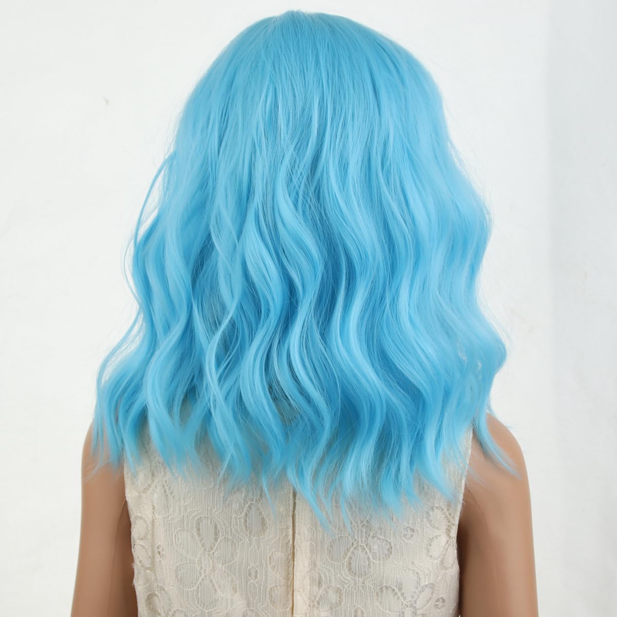 PATTNIUM Kids Blue Wig Short Wavy Wig Light Blue Wig for Kids Cosplay Halloween Party Costume Heat Resistant Synthetic Wig for Girls (Light Blue)