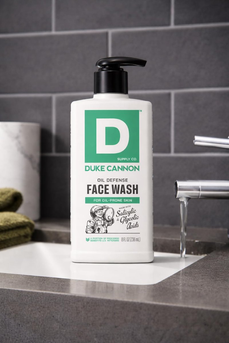 Duke Cannon Oil Defense Face Wash for Men - 8 fl oz - Daily Men's Facial Cleanser for Oil-Prone Skin - Men's Face Wash & Skin Cleanser