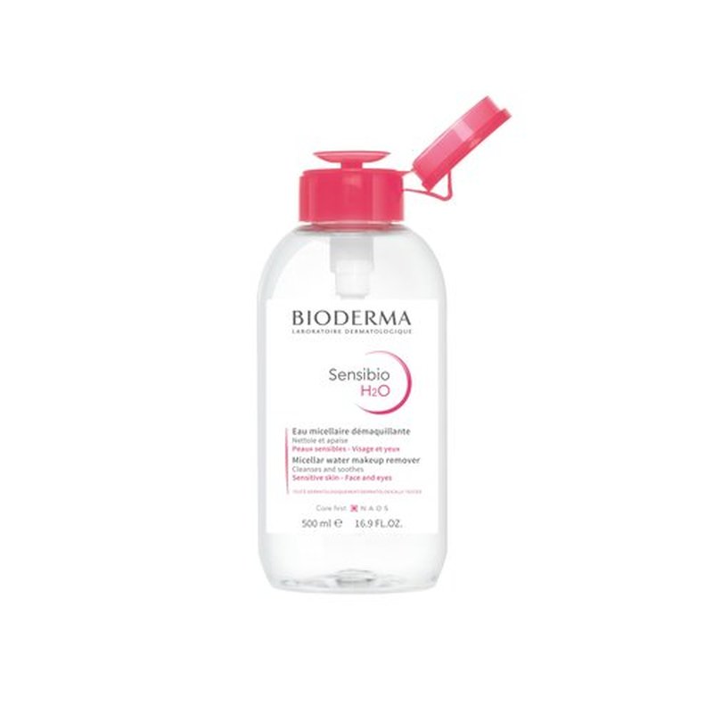 Bioderma - Sensibio H2O PUMP - Micellar Water - Cleansing and Make-Up Removing – Refreshing feeling – for Sensitive Skin, 16.9 Fl Oz (Pack of 1)