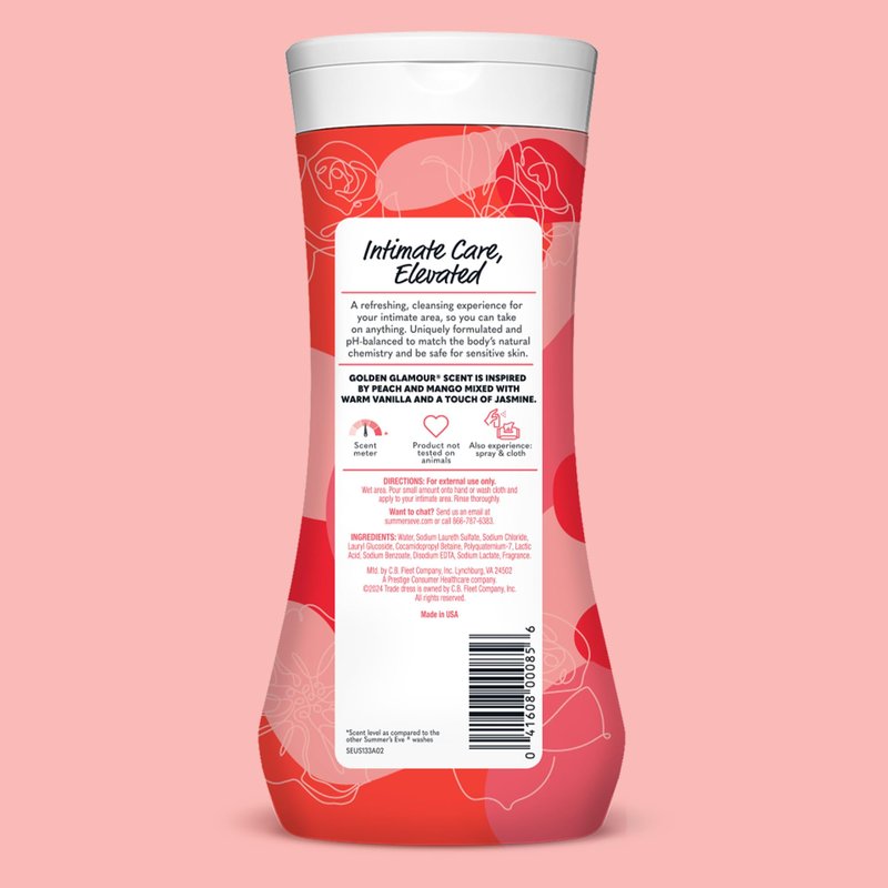 Summer's Eve Golden Glamour All-Over Daily Feminine Wash, pH-Balanced Body Wash for Women, Removes Vaginal Odor and Refreshes, 15 Fl Oz