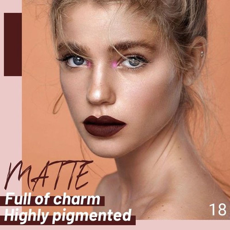 JUAAZIN Dark Sienna Matte Liquid Lipstick, With Highly Pigmented and Rich Colors Lip Gloss, Long-Lasting Wear Non-Stick Cup Not Fade Waterproof Lipstick Makeup for Women(Dark Sienna 18#)