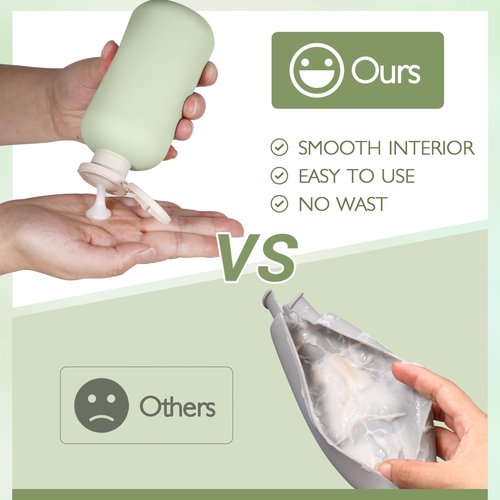 ASEVAT 10oz 4Pcs Green Plastic Refillable Travel Shampoo and Conditioner Bottles Plastic Refillable Travel Shampoo Bottles with Flip Cap Plastic Refillable Shampoo and Conditioner Bottles Travel Size