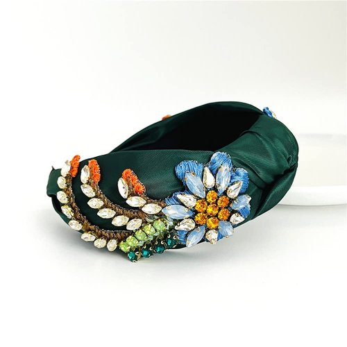 QTMY Rhinestone Crystal Headbands for Women,Hair Hoop Accessories Headwear Jewelry,522 (Green)