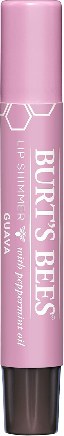 Burt's Bees Lip Shimmer, 100% Natural Moisturizing, with Peppermint Oil, Guava, 0.09 Oz - 6 Pack
