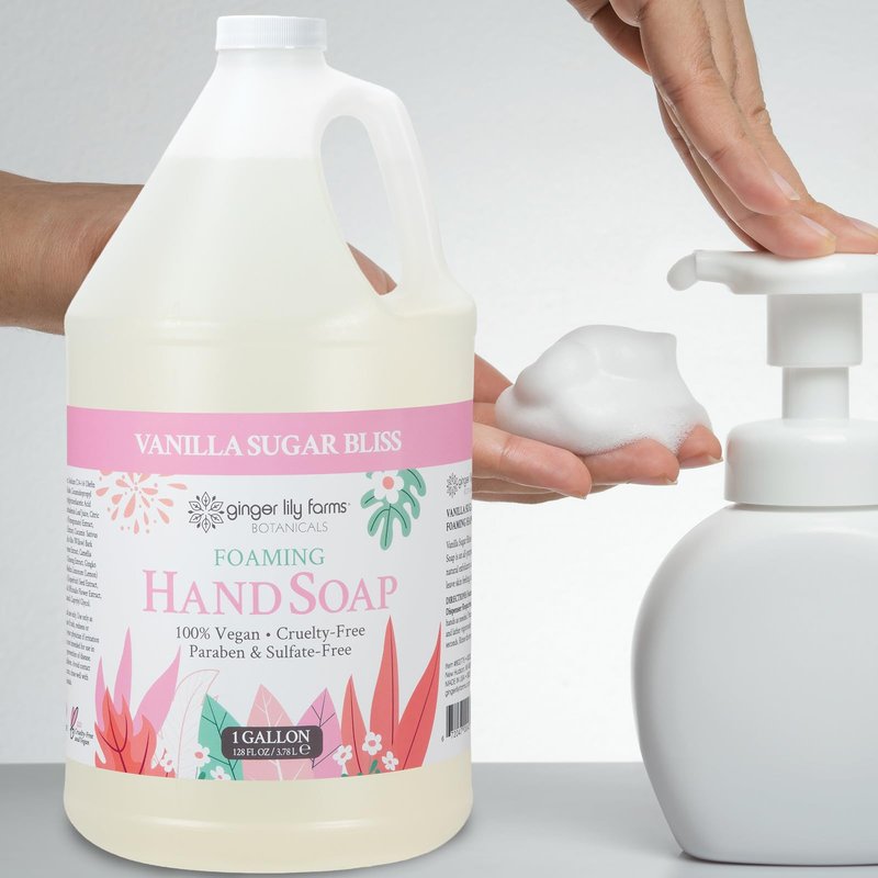Ginger Lily Farms Botanicals All-Purpose Foaming Hand Soap Refill, 100% Vegan & Cruelty-Free, Vanilla Sugar Bliss Scent, 1 Gallon (Pack of 4)