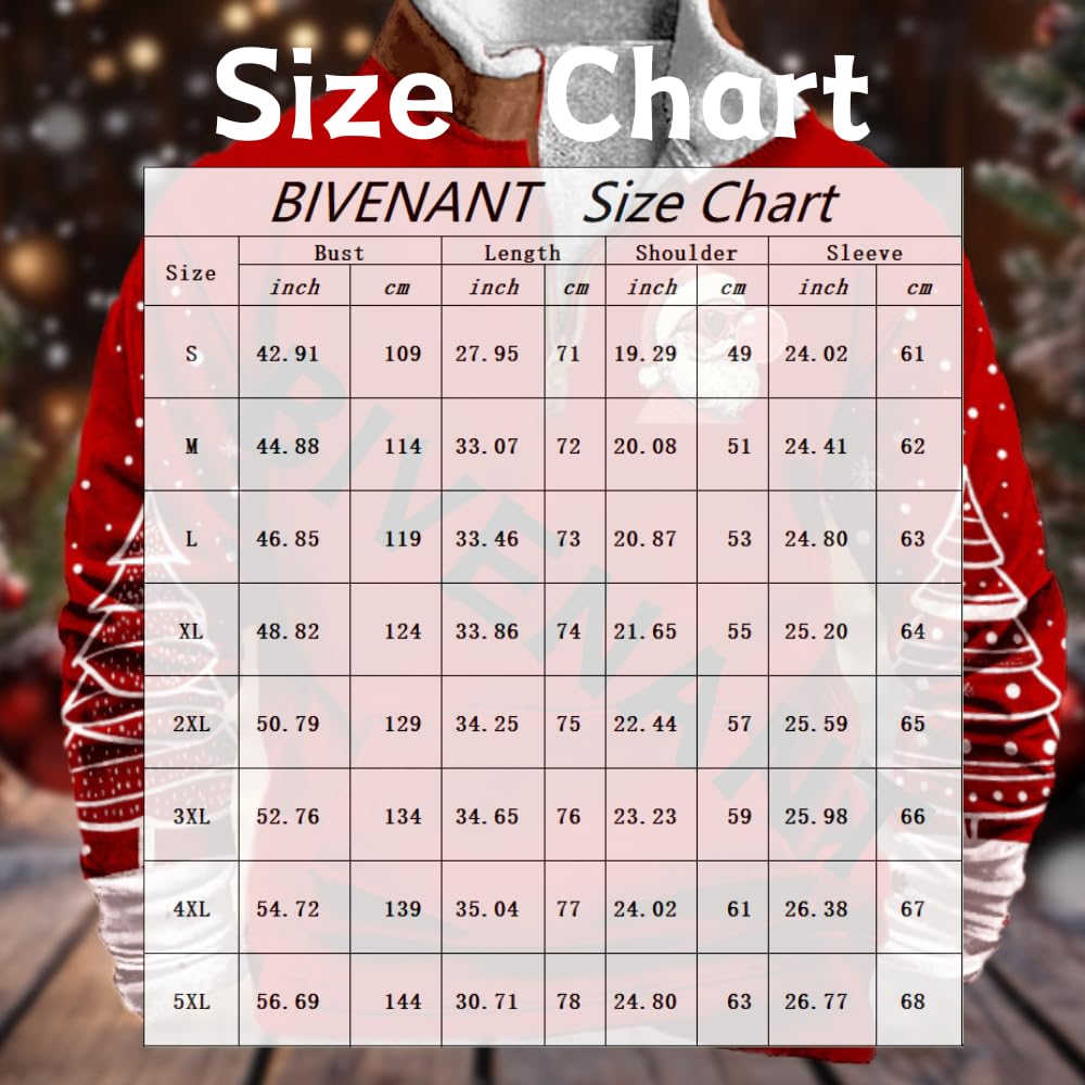 BIVENANT Mens Funny Christmas Hoodies Graphic Ugly Christmas Sweaters for Men Sweatshirts 1/2 Zipper Fleece Workout Sweatshirt Long Sleeve Pullover Tops Clothing,Christmas P,3XL