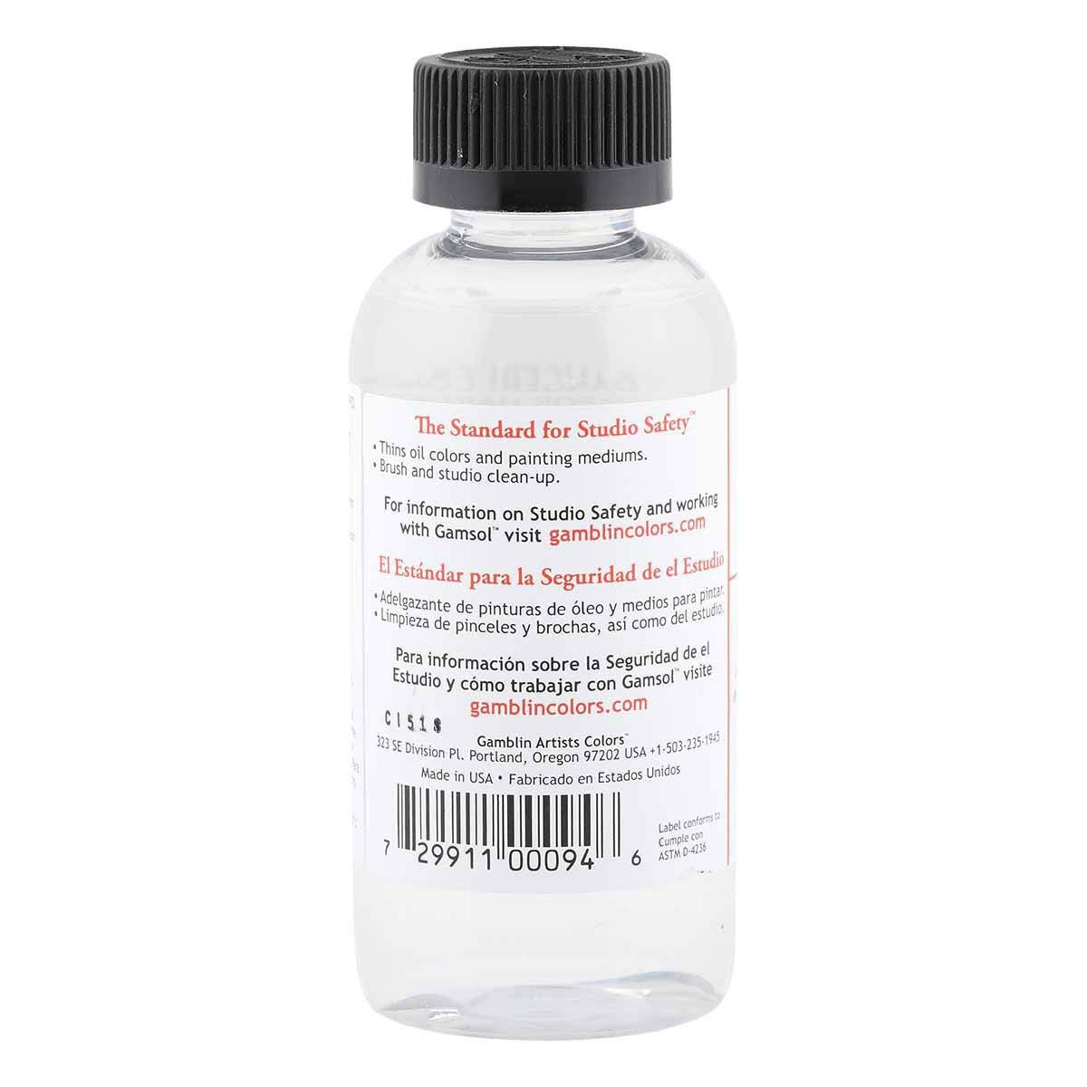 Gamblin Gamsol Odorless Mineral Spirits Bottle, 4.2oz