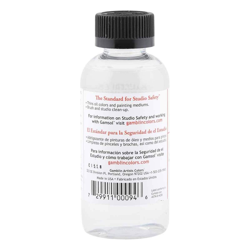 Gamblin Gamsol Odorless Mineral Spirits Bottle, 4.2oz