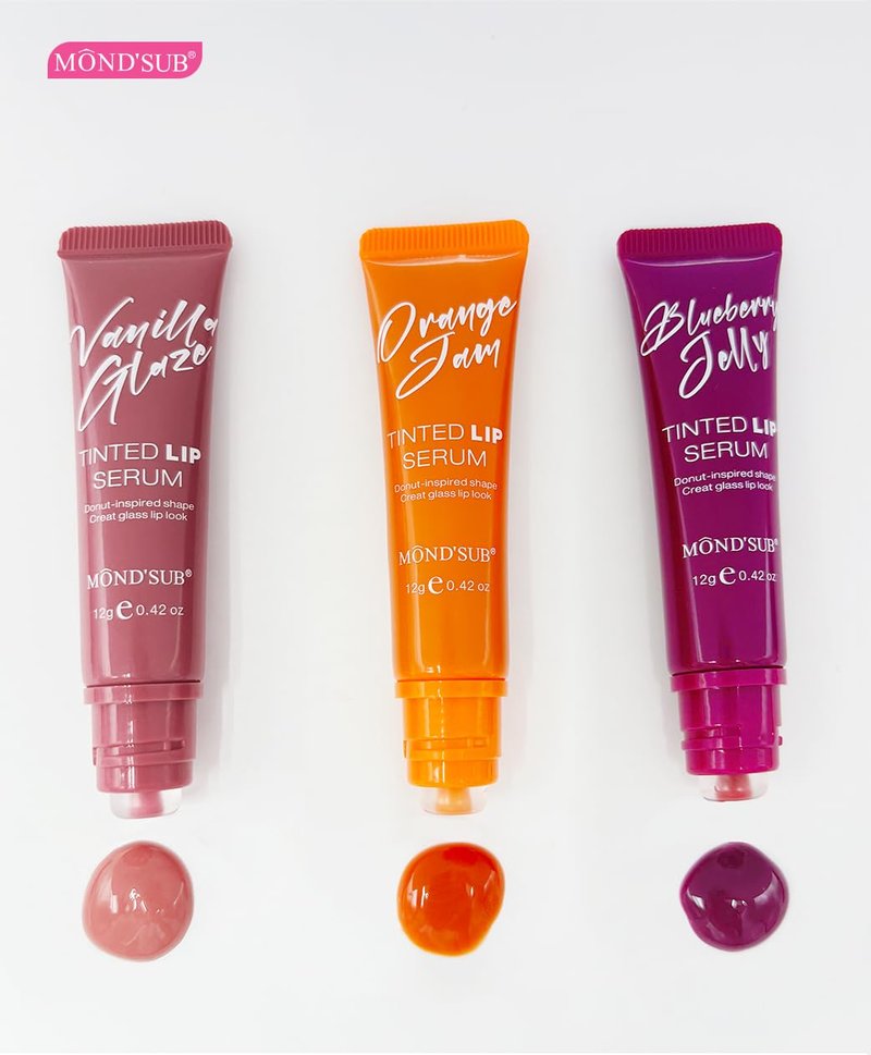 MOND’SUB Tinted Lip Serum Essence: Glass Glow Shine + 16H Hydra-Locking, Featherweight Non-Sticky Color, Transfer-Resistant Plumping Vegan Formula