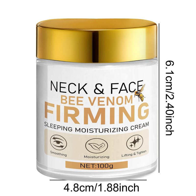 Bee Venom Sleeping Moisturizing Cream - Hydrating & Plumping Face and Neck Cream with Hyaluronic Acid, Daily Moisturizer for Firmer, Softer Skin, 3.53oz