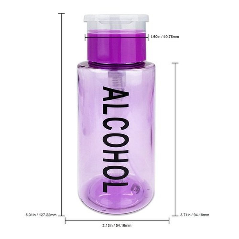 7oz Purple Push Down Pump Dispenser Empty Refillerble Bottle with Flip Top Cap - for Nail Polish, Travel, Cosmetics Packaging