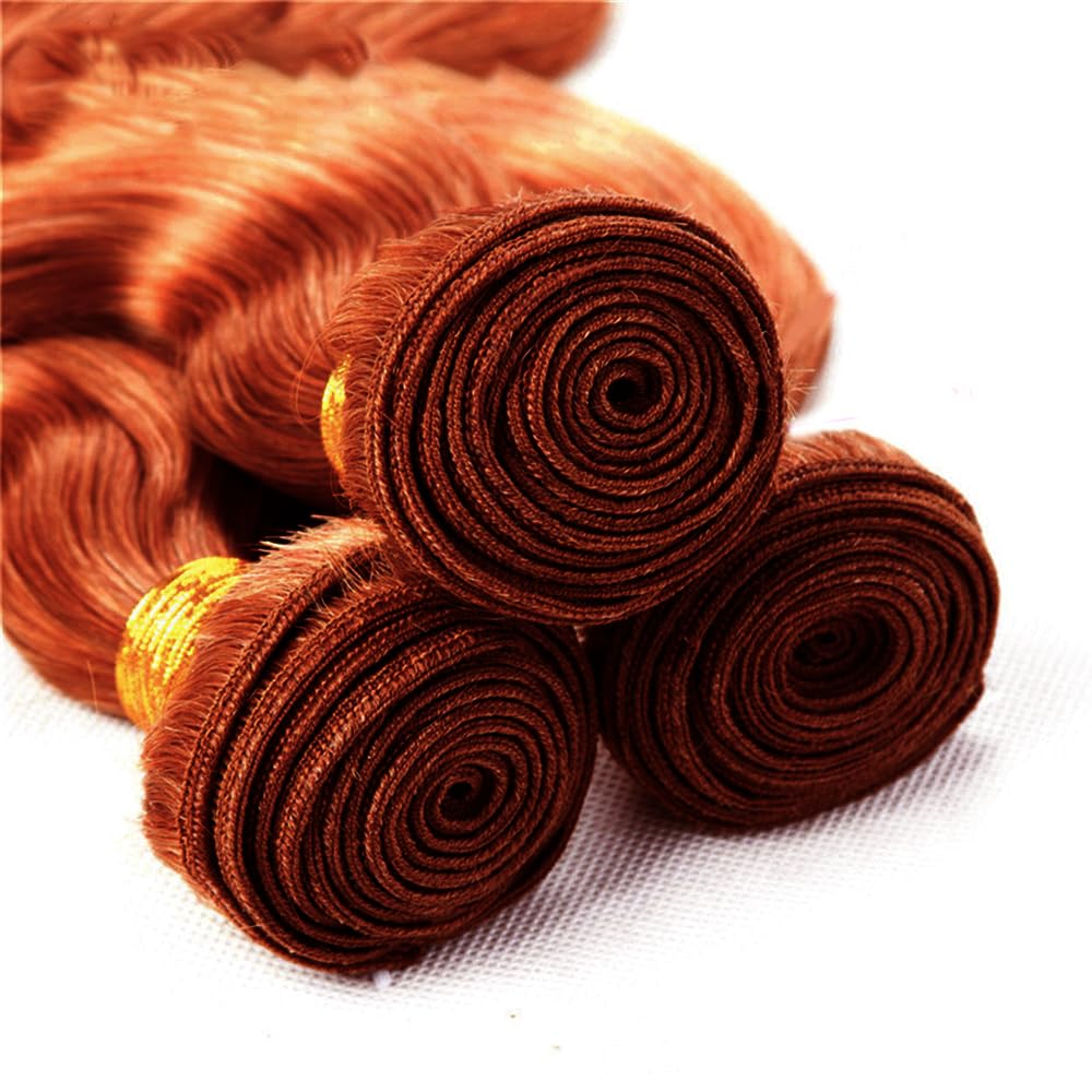 Reddish Brown Bundles Color #33 Bundles Human Hair 30 32 34 Inch 8A Grade Peruvian Virgin Hair 3 Bundles Color #33 Body Wave Bundles Human Hair Auburn Bundles Copper Red Human Hair Weave