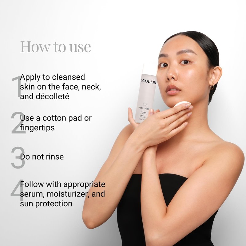 G.M. COLLIN Peel Toner Exfoliant | Daily Leave-On Liquid with AHA BHA PHA | Salicylic Acid Toner for Pores & Smooth Skin | Aloe Vera Soothes & Hydrates
