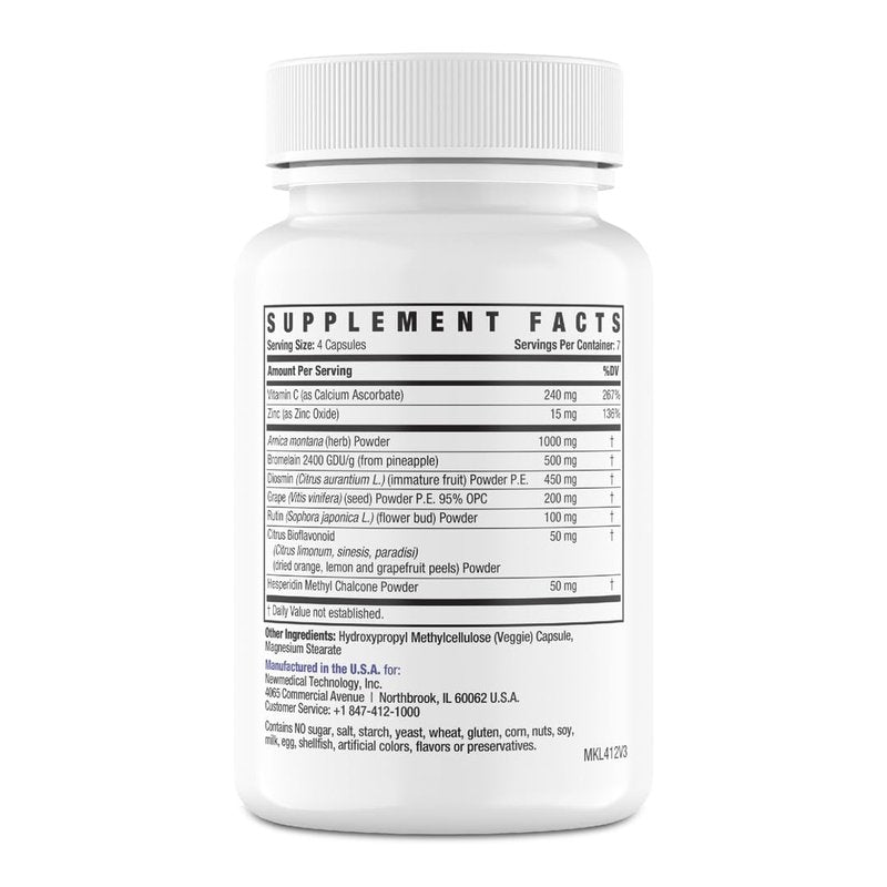 BruiseMD Bromelain 500mg 2,400GDU/g Supplement with Zinc and Vitamin C for Swelling, Inflammation, and Discoloration, Easy to Swallow Capsules (7-Day Supply) - Advanced Formula