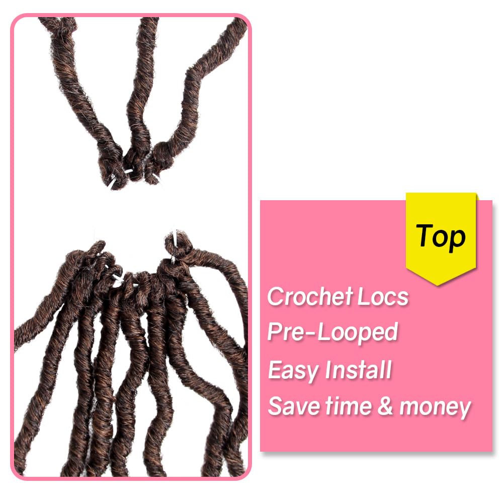 SERENDIPA Boho Faux Locs Curly End, 24 Inch Long Pre-Looped Soft Crochet Goddess Locs Synthetic Hair (6 Packs, T30)