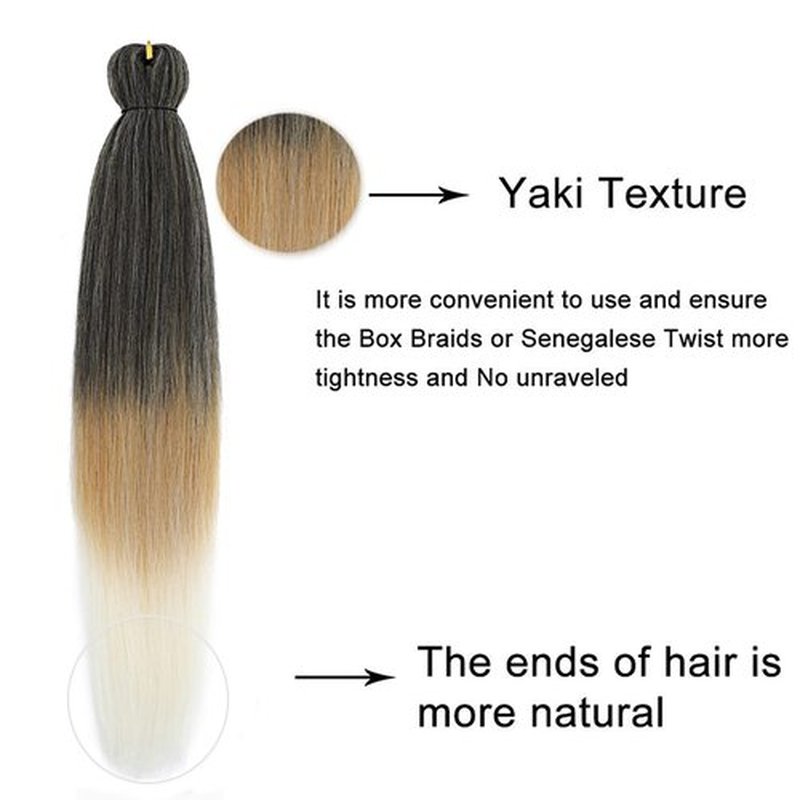 Liang Dian Pre-Stretched Braiding Hair 28 Inch 8 packs Hot Water Setting Synthetic Hair Crochet Braiding Hair Extension (1B/27/613)