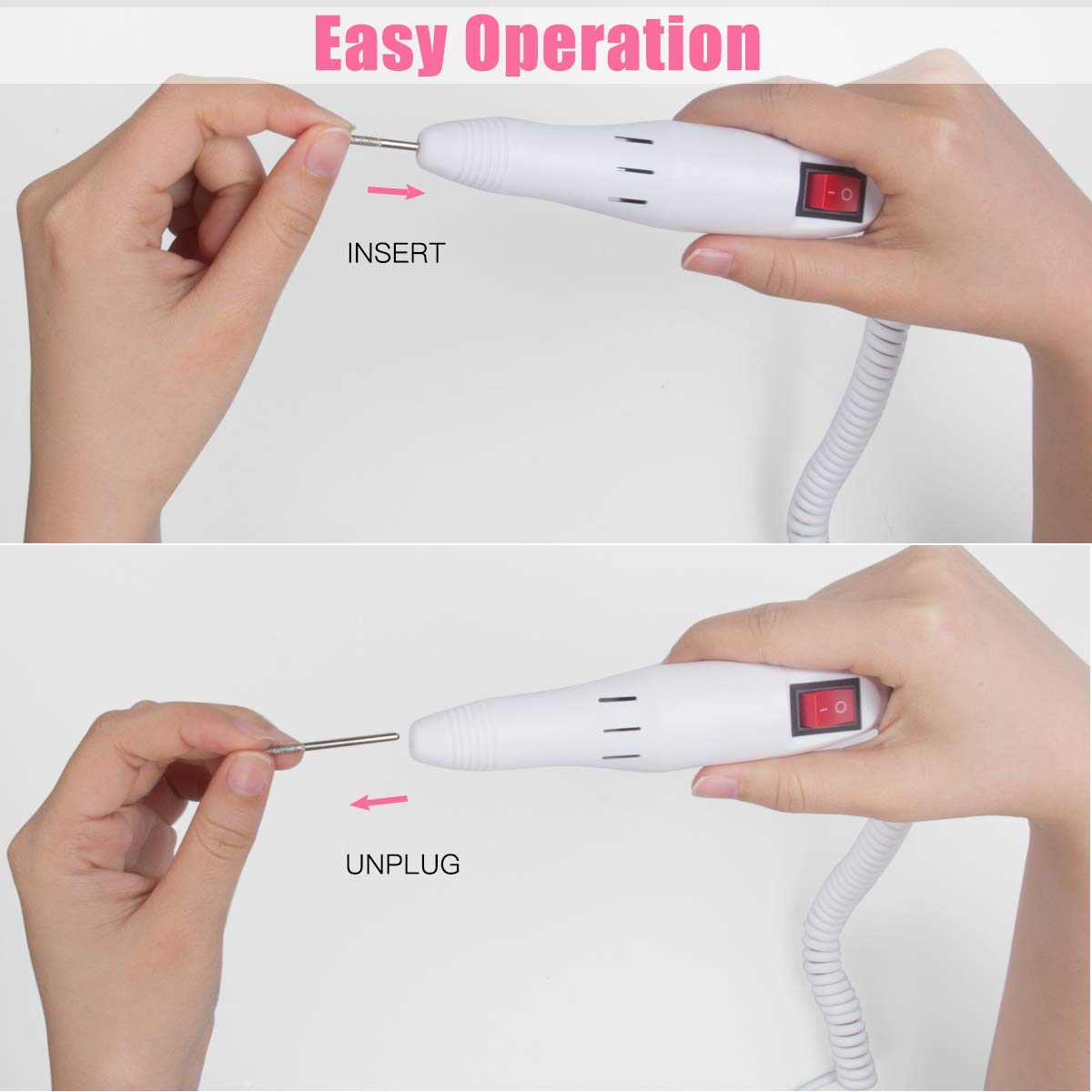 Cadrim Electric Nail Drill, Adjustable Nail File Machine Set with Sanding bands for Manicure Pedicure Acrylic Nails Gel Glazing Nail Art Polisher