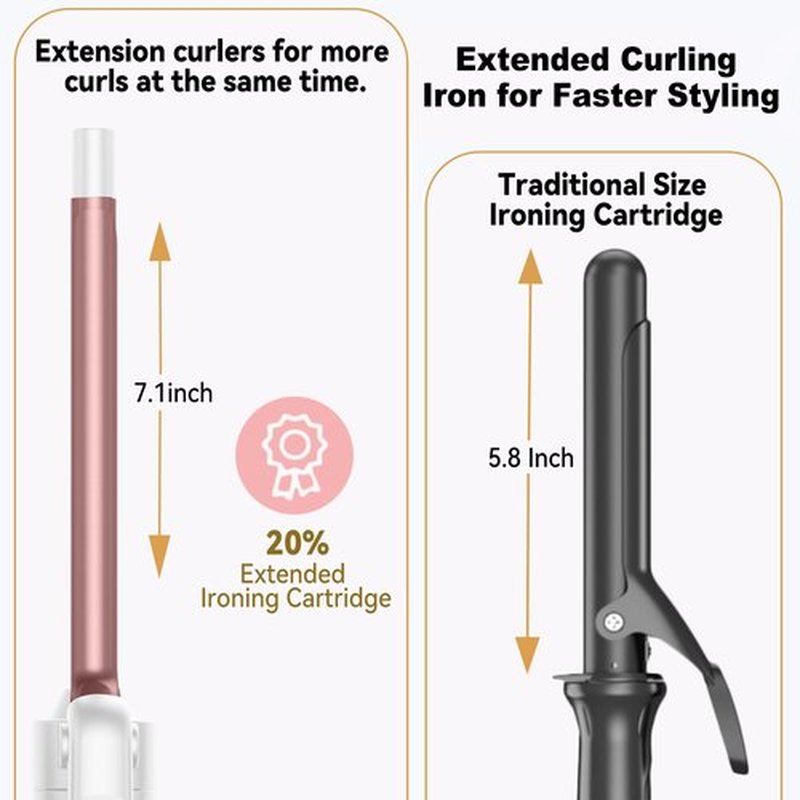 1/2 Inch Curling Iron,Curling Wand for Long Hair,5 Adjustable Temp LCD Digital Control,13 mm Thin Long Barrel Curling Iron Double Voltage 110-240V