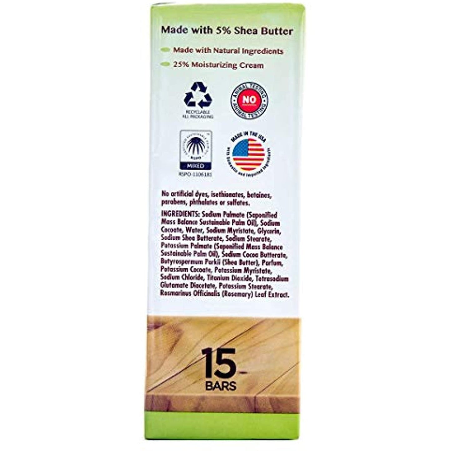 KIRKLAND Signature Bar Soap with Shea Butter, 4.5 Ounce (15 Count)