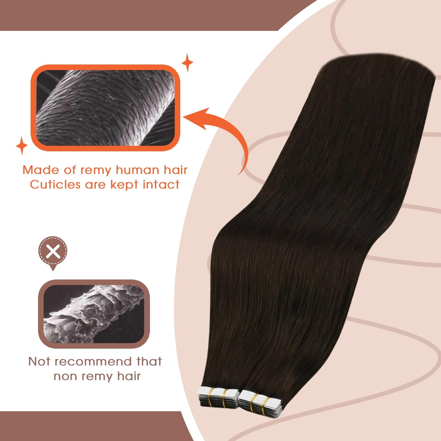Sunny Hair Dark Brown Hair Extensions Tape Invisible Tape in Extensions Real Human Hair Straight Tape in Hair Extensions Human Hair Remy Tape in Brown Hair Extensions for Short 25G 12inch