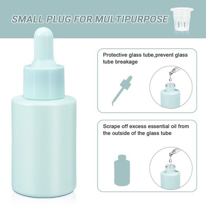 UMETASS 1 oz Small Glass Thick Dropper Droppers Pipette Bottles Glassware Droplet with 3 Funnels, 30ml Leakproof Essential Oils Tincture Bottle Mini Travel Essentials Bottles (4 Pack) (Multicolor)