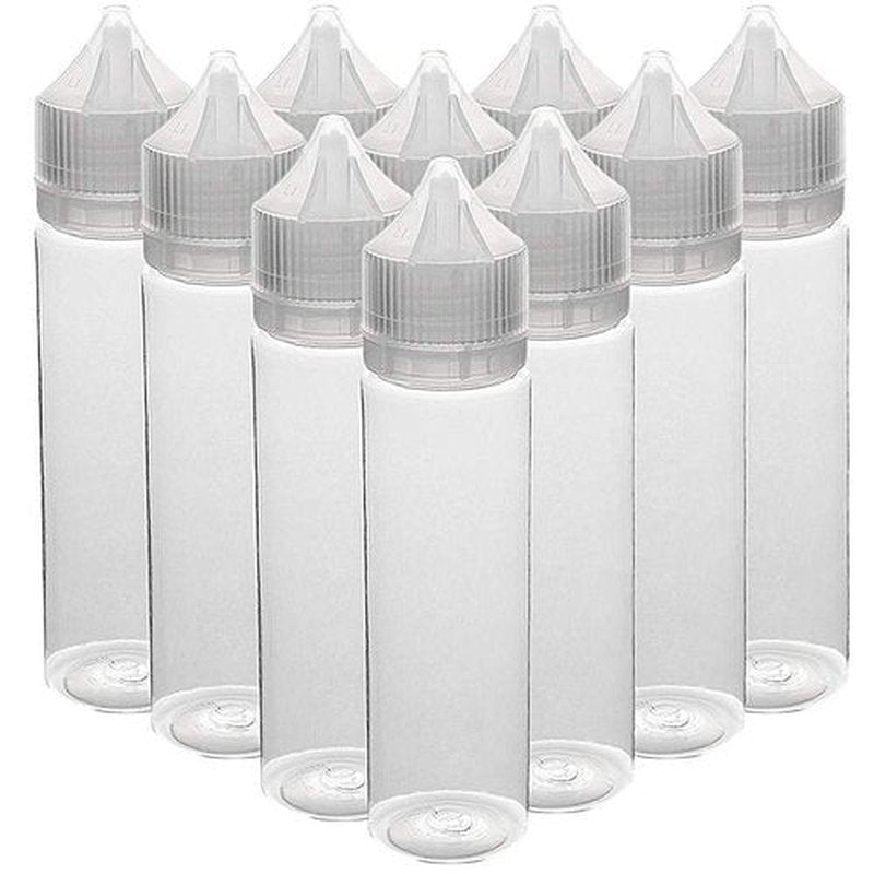 10pcs empty 60ml PET liquid bottle Unicorn dropper bottle DIY liquid bottle (All White transparent, 60ML X 10PCS)