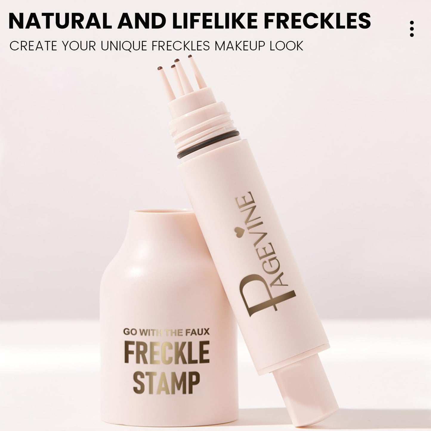 Freckle Stamp Pen,Fake Freckles Stain Marker Pencil Tool for Natural and Lifelike Sunkissed Face Freckle Makeup for Waterproof and Long-Lasting,Quick Dry 5-Point Faux Freckle Stamp Cushion, 02 Medium