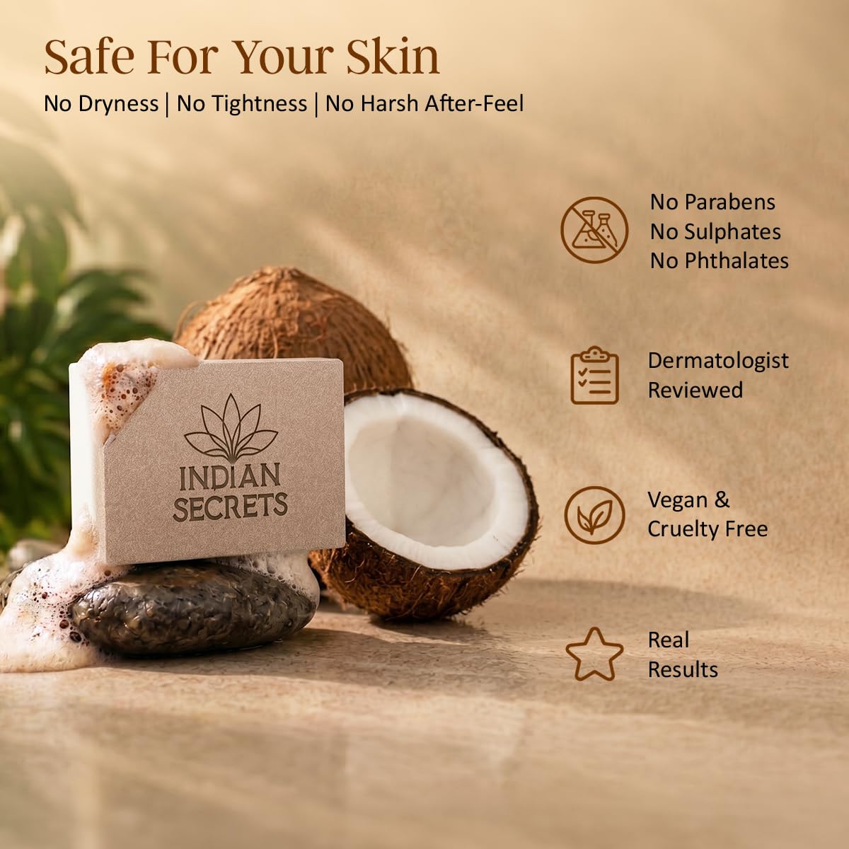 INDIAN SECRETS Scrub Soap with Hyaluronic Acid & Coconut Milk – Moisturizing Body Soap for Soft Skin – Enriched with Niacinamide, Hyaluronic Acid, Coconut Milk 110 g (Pack of 1)