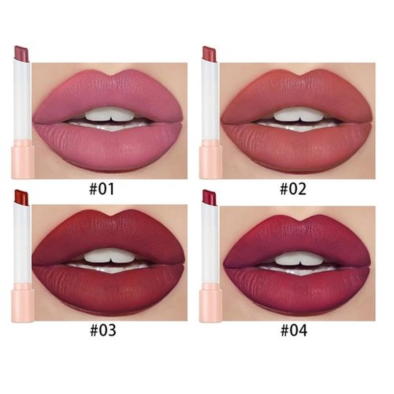 FYEBOO 4 Colors Mini Matte Lipstick Little Tube Lip Stain, Velvet Smooth Lip Stick, Long Lasting & Waterproof 24 Hours Non-Sticky Labiales Lipstick (Set A)