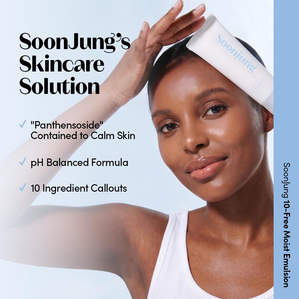 ETUDE SoonJung Skincare Set pH 5.5 Relief Toner (11.83 Fl. oz) & 10‑Free Moist Emulsion (5.07 Fl. oz) with Mini Set, Face Moisturizer for Sensitive Skin, Soothing Korean Skincare Gift (4‑Piece)
